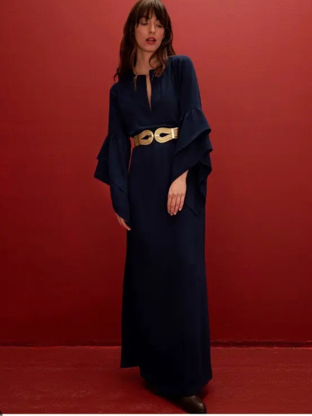 Figue Athena Maxi Dress and Rowan Double Loop Stretch Belt